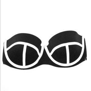 Black and white bandeau bikini top 32dd